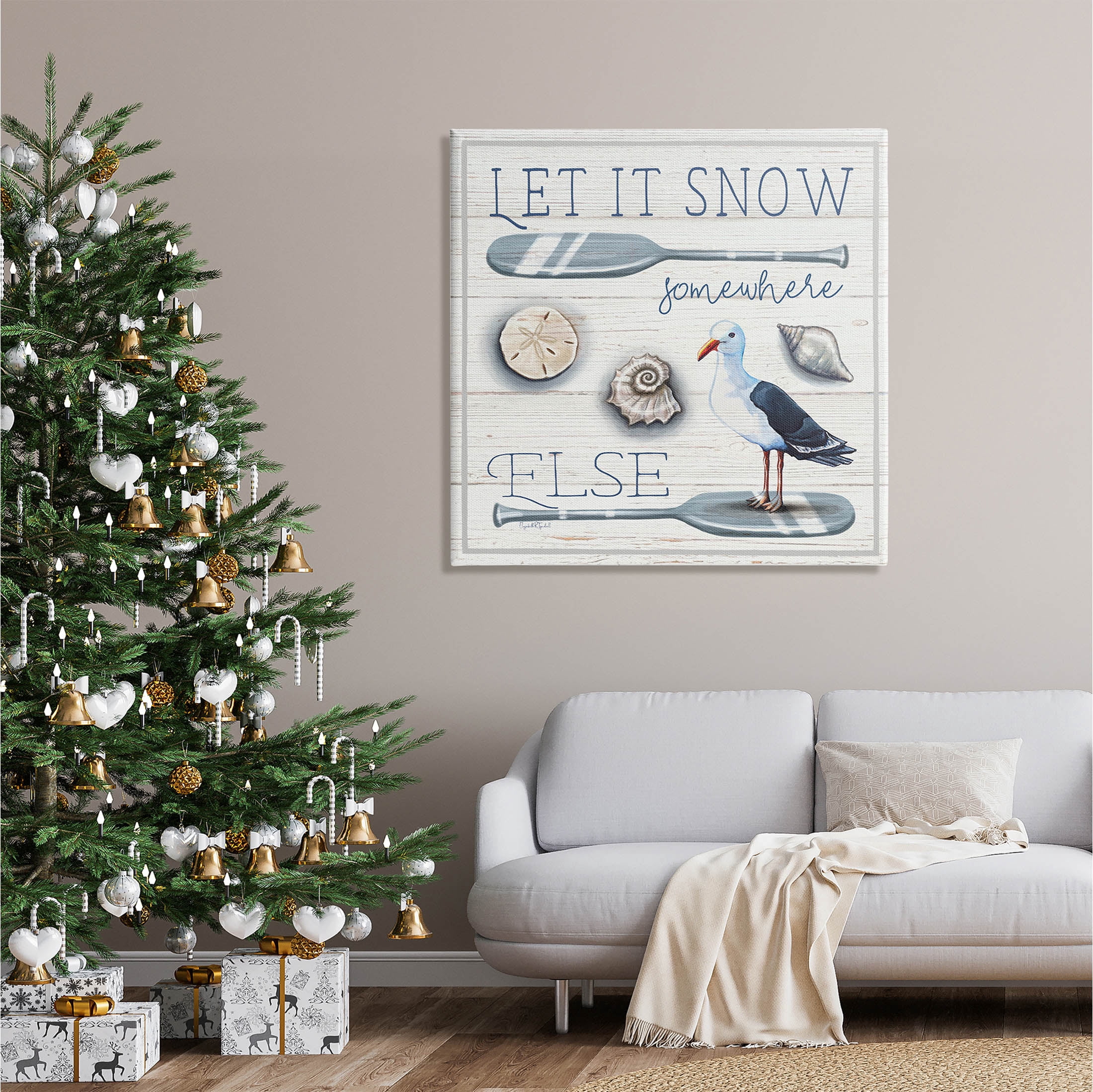 Stupell Industries Let It Snow Somewhere Else Phrase Graphic Art Gallery Wrapped Canvas Print Wall Art, Design by Elizabeth Tyndall