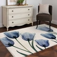 thumbnail image 3 of 2.7'x5' Area Rugs, Spring Floral Indoor Outdoor Area Rug for Living Room Bedroom, Blue Tulip Summer Botanical Rustic Washable Bathroom Rugs Kitchen Floor Carpet Mats Home Decor Aesthetic, 3 of 8