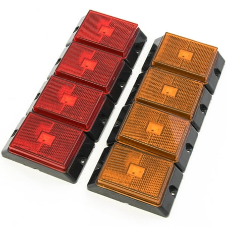 8 Side Marker Lights LED Trailer (4 Red 4 Amber) 4 Inches Pickup Boat