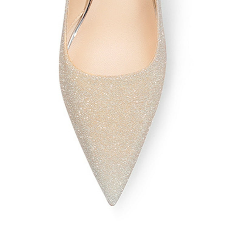 women's champagne dress shoes Floral Ivana Women's Wide Width Slingback Evening Dress Pumps Champagne / 8 E