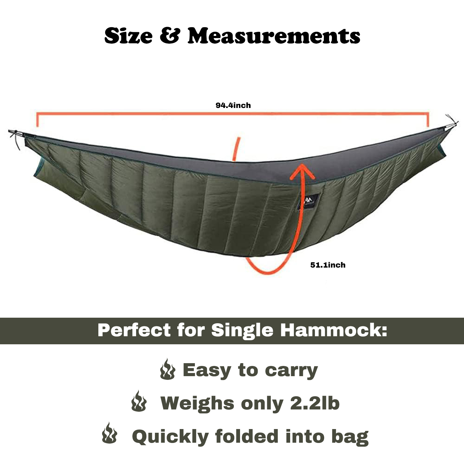 KANCOKIT Hammock Quilt, Winter Warm Under Quilts for Hammocks, Essential Outdoor Survival Gear for Camping Backpacking Traveling, Green