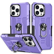 Military Grade Drop Impact for iPhone 15 Pro Max Rugged Case, 360 Metal Magnetic Car Rotating Ring Kickstand Holder Armor Heavy Duty Shockproof Case For iPhone 15 Pro Max,Purple