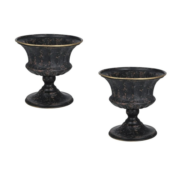 Set of 2 Urn Plant Pot Column Flowerpot Iron Modern Style Decor