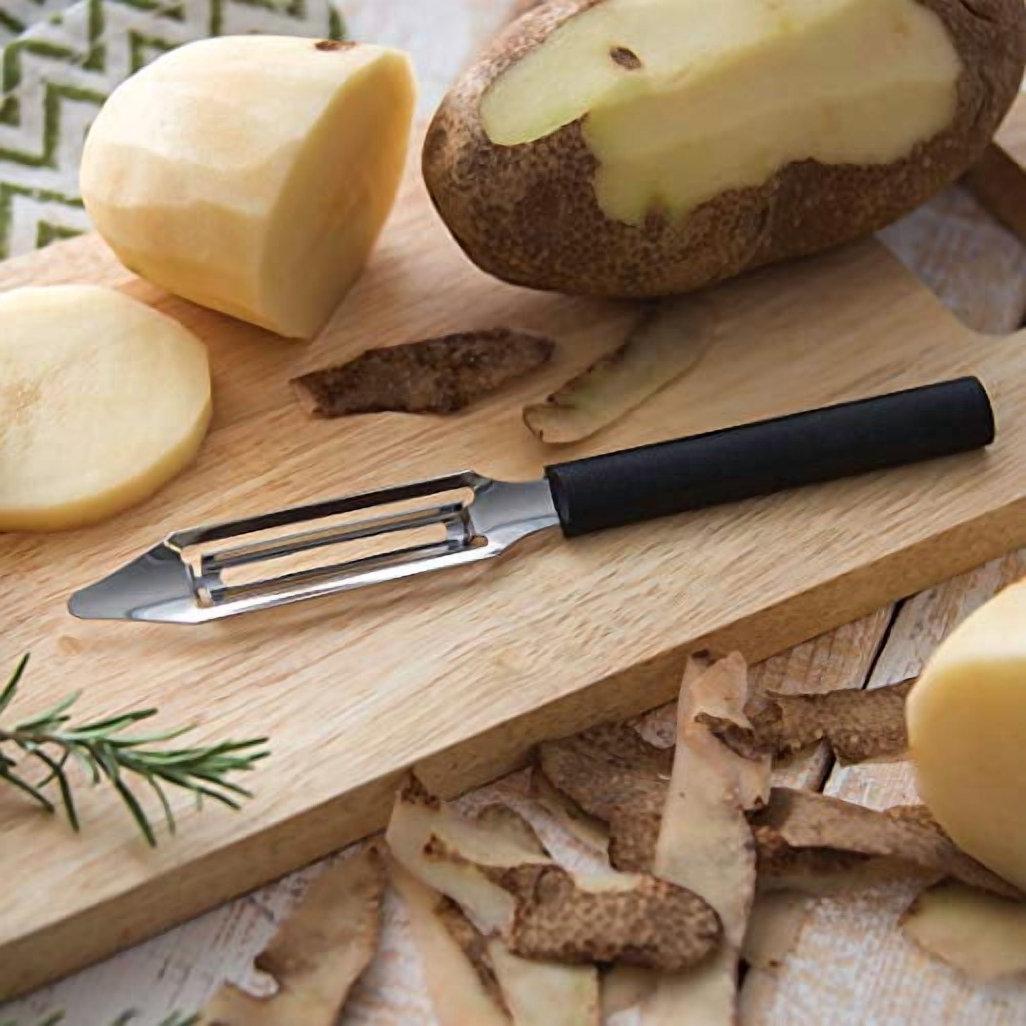 Rada Cutlery 3-Piece Peel, Pare & Slice Gift Knives Set with Quick Edge Sharpener, Black Handles