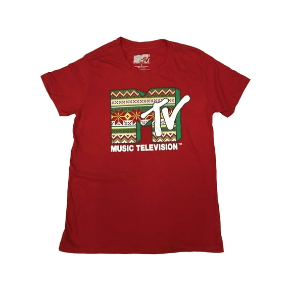 Music Television Womens Red MTV Christmas Holiday Tee Shirt T-Shirt XXL
