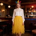 thumbnail image 5 of hotojiny Tulle Skirts for Women Fashion Sequins Midi Skirt for Dance A-Line Mesh Layered High Waist Skirts Party Outfit, 5 of 6