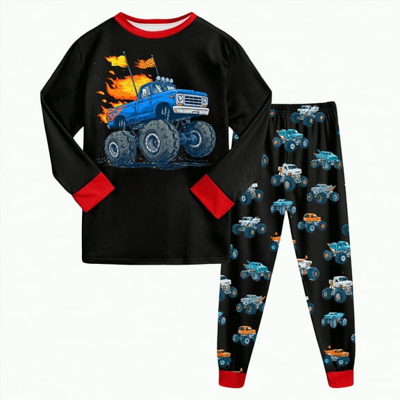 UAYOTSE Little & Big Boys Pajamas 2-Piece Cool Cozy Long Sleeve & Pants PJ Set Soft Kid Outfits(3-4 Years,Z93-Red)