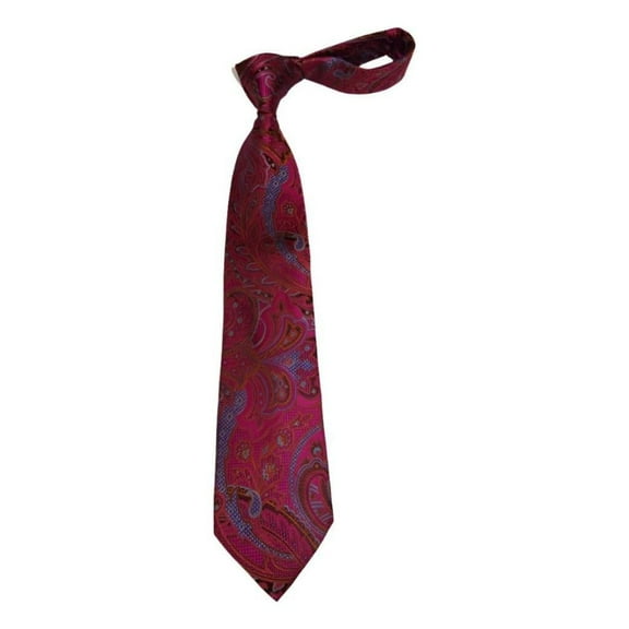 Men's 100% Silk Necktie By Bruno Piattelli Paisley Floral Fancy BP17 Fuchsia Red