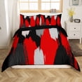 thumbnail image 1 of Erosebridal Housse de Couette Moderne Abstraite Simple, Literie Art Aquarelle Taille Simple, Rouge Noir, Réversible 2 Pcs (Sans Couette), 1 of 7