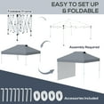 thumbnail image 4 of Outsunny 10' x 10' Pop-Up Canopy Tent with 1 Removable Sidewall, Commercial Instant Sun Shelter, Tents for Parties with Wheeled Carry Bag for Outdoor, Garden, Patio, Gray, 4 of 9