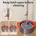 thumbnail image 4 of Spin Mop and Bucket Set with Separate Dirty Clean Water,360° Self Cleaning System Widened Foldable Handle,2 Replaceable Pads,Square Mops for Floor Tile Marble Wall, 4 of 4