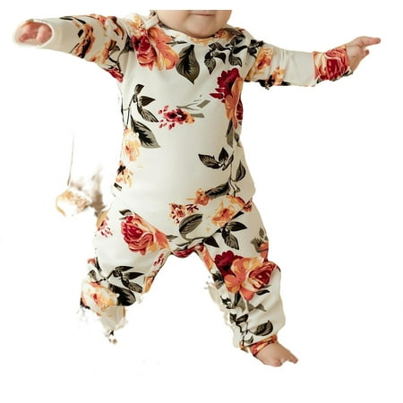 

Casual Floral Print Round Neck Tee Long Sleeve Multicolor Baby Jumpsuits (Baby s)