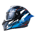 thumbnail image 1 of casco abatible para moto rasen Negro y azul con lentes DOT fibra de vidrio azul L, 1 of 8