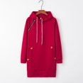 thumbnail image 6 of Busydd Womens Fall Dresses with Front Pocket Fashion Solid Color Hoodie Dress Casual Comfy Drawstring Long Sleeve Dress XL, 6 of 6