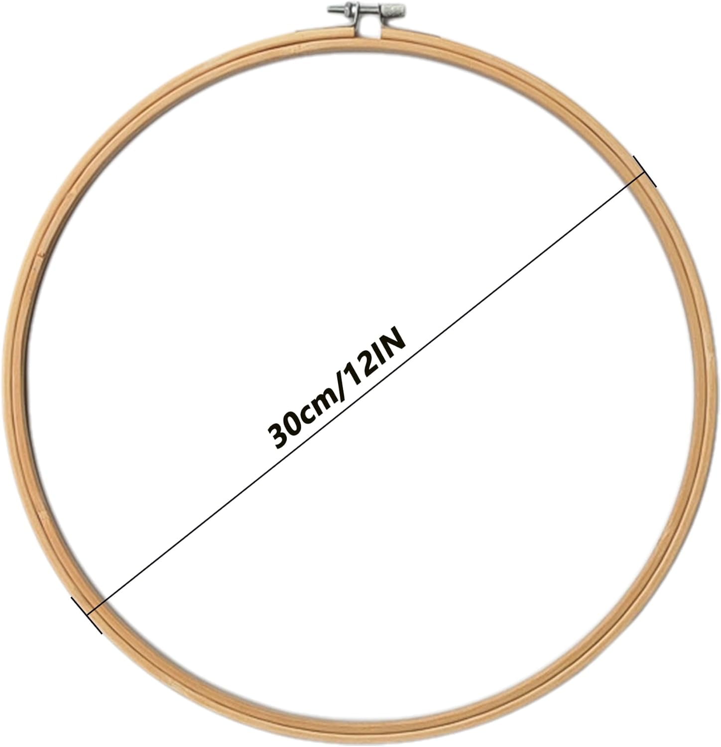 12 Inch Bamboo Embroidery Hoops: 6 Pieces Wooden Large Embroidery Hoop Cross Stitch Hoop, Round Adjustable Bamboo Circle Embroidery Frame Ring for Art Craft Sewing