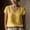 Yellow, variant on V Neck Tops for Women Short Sleeve Lace Trim Summer Cotton Blouse,Khaki Size S