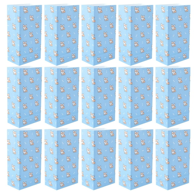 MasteelfCA 20Pcs Cartoon Dog Patterns Gift Wrappers Adorable Gift Bags Packing Bags (Blue)