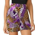 thumbnail image 3 of Purple Leopard Animal Print Swirls Women's Shorts Non-Slip Single Pocket A-line Trouser Skirt Summer Shorts Casual Shorts for Women, 3 of 7