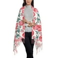 thumbnail image 2 of Honeii Rose Flowers Print Scarf Oversized Scarf Tassel Fall Winter Thick Scarf Warm Shawl Women,Women's Scarves & Wraps, 2 of 8