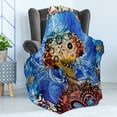 thumbnail image 4 of Trippy Soft Flannel Fleece Blanket, Indie Style Sketchy Retro Tree with Flower Forms on Paisley Backdrop Abstract Image, Cozy Plush for Indoor and Outdoor Use, 70" x 90", Blue Brown, by Ambesonne, 4 of 5