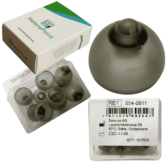 Phonak Vented Hearing Aid Domes 4.0 –  Large Size (0.43 inch=11 mm), 10 domes in 1 pack, Hearing aid domes manufactured by Sonova