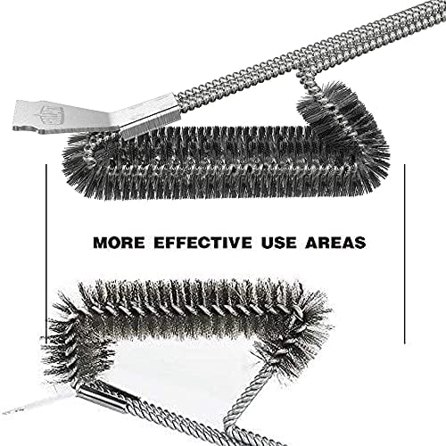 GRILLART Grill Brush and Scraper Best BBQ Brush for Grill Safe 18 Stainless  Steel Woven Wire 3 in 1 Bristles Grill Cleaning Brush