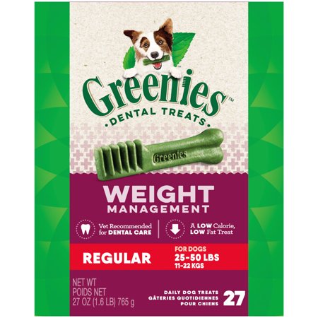 Greenies Veterinarian-Recommended Weight Management Adult Natural Dental Dog Treats Regular Size, 27 oz. Pack, 27 Count