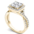 thumbnail image 2 of 2ct TW Diamond 14K Yellow Gold Cluster Halo Twisted Shank Engagement ring, 2 of 5