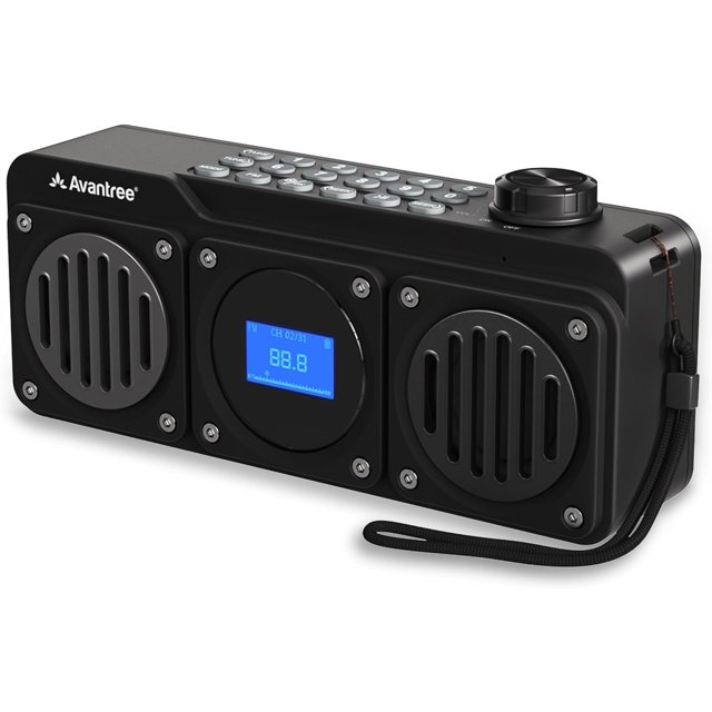Avantree Boombyte - Portable Digital FM Radio with Bluetooth Speaker, Superb Sound, Metal Finish, MP3 Player, Support Micro SD Card & USB Audio Input, Long Play Time, Rechargeable, Easy to Use - Black