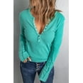 thumbnail image 1 of Women's Button-up Ribbed Knit Long Sleeve Top, 1 of 12