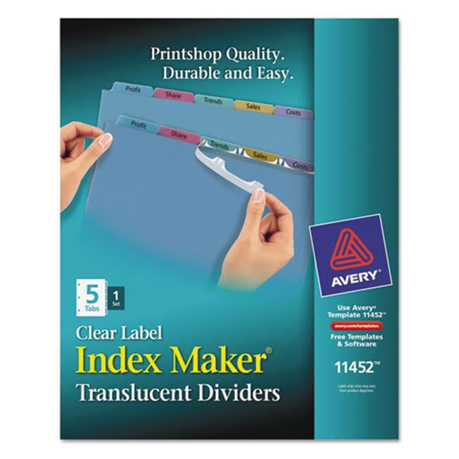 Avery-Dennison 11452 Index Maker Print & Apply Clear Label Plastic Dividers, 5-Tab