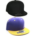 thumbnail image 2 of L.O.G.A Plain Flat Bill Visor Blank Snapback Hat Cap with Adjustable Snaps - 2 Pk - Bk, Pr/Yw, 2 of 2