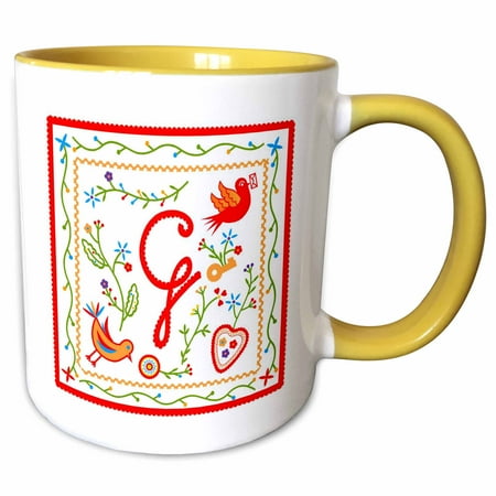 

Letter G Monogram and design inpired by Love Handkerchiefs tradition 11oz Two-Tone Yellow Mug mug-160679-8