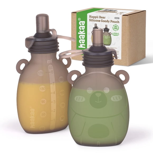Bolsa de silicona para regalos Happii Bear, 180 ml, para comida para bebés, paquete de 2