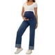 thumbnail image 2 of Jeans de maternidad para mujer INSPIRE CHIC, de mezclilla, pierna recta, con puños, alta elasticidad, sobre el vientre, pantalones para embarazadas, trabajo y casual, color azul oscuro, 2 of 6