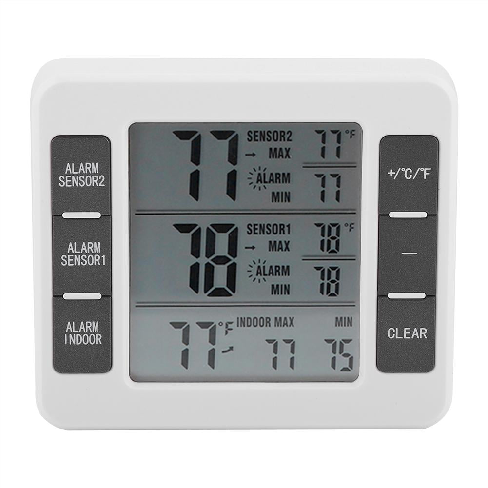 Wireless Digital Audible Alarm Refrigerator Thermometer with 2PCS Sensor Min/Max Display, Digital Refrigerater Therometer, Digital Alarm Thermometer