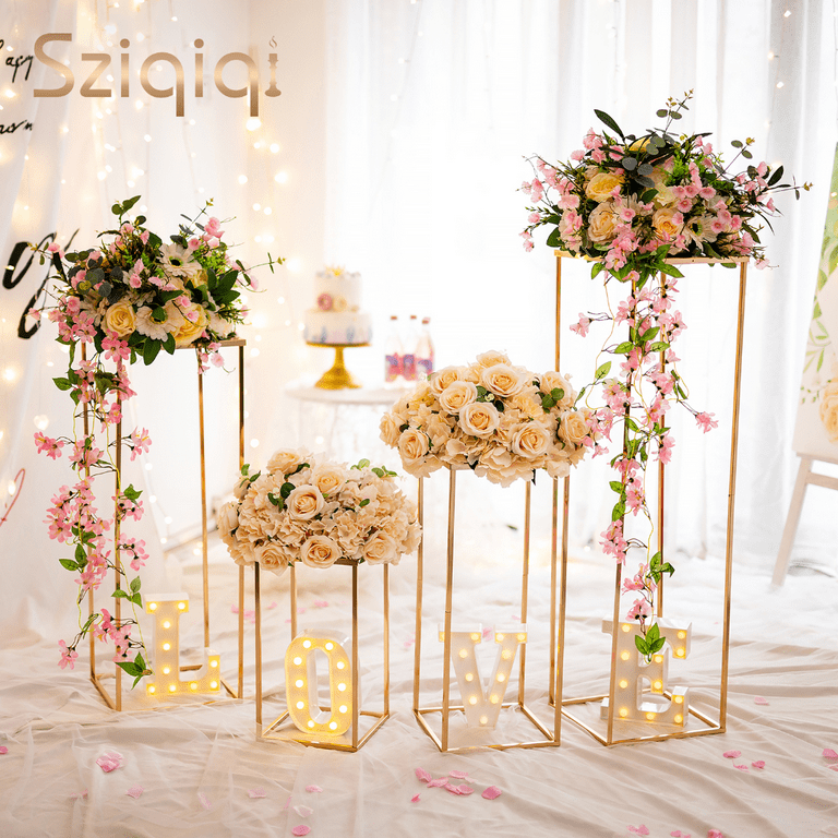 Sziqiqi Wedding Centerpieces for Tables Gold - Tall Metal Flower Stand  Decorations for Weddings Party Metal Floor Geometric Vases for Events  Reception