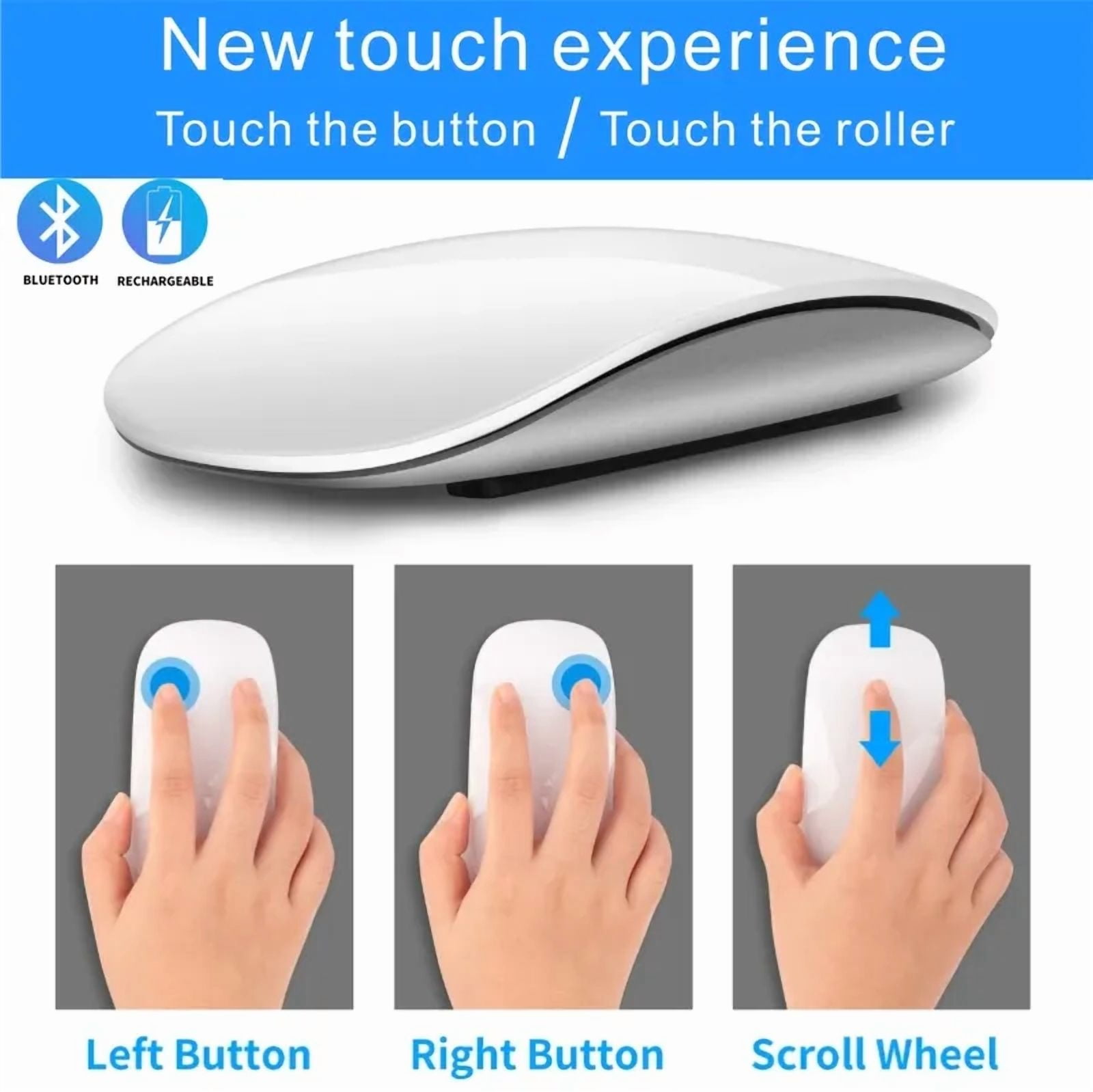 Touch Mouse Gesture Multi-touch Rechargeable Wireless Bluetooth Optical Computer Mouse for Tablets iPad Notebooks