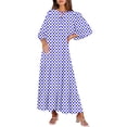 thumbnail image 5 of SCSAlgin Women's Casual Loose Bohemian Maxi Dress Retro Printed V Neck Puff Long Sleeve Swing Dresses Fall Beach Sundress, 5 of 6