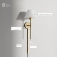 thumbnail image 3 of Nathan James Millie Plug-in Wall Sconce, Wall Mounted Bedside Reading Lamp with Cotton Shade and Brass Back Plate, 3 of 7