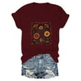 thumbnail image 2 of AKEGAMN Red Boho Wildflower Graphic Vintage Floral Loose Short Sleeve Casual T Shirt, S-3XL, 2 of 4