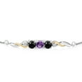 thumbnail image 2 of 925 Sterling Silver and 10K Yellow Gold Purple Amethyst Black Onyx and White Lab Grown Diamond Tennis Bracelet for Women (1.45 Cttw, Gemstone February Birthstone, Fully Adjustable up to 9 inch), 2 of 4