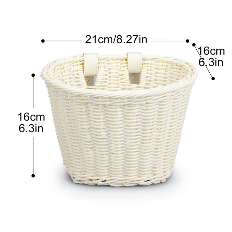 Wicker bicycle basket leather hot sale straps