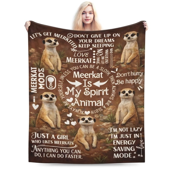 Meerkat Lover Blanket Gift Throw Blanket Cute Meerkat Pattern Blanket Cozy Soft Home Decor Gift for Animal Lovers 50x40