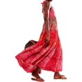 thumbnail image 1 of Brewee Robe Boho à Imprimé Floral d'Été 2024 pour Femmes, Bretelles Spaghetti, Volants, Ligne A, Longue Robe Maxi de Plage, 1 of 5
