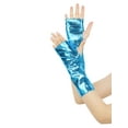 thumbnail image 4 of INSPIRE CHIC Women's Metallic Shiny Fingerless Short Gloves Shimmer Arm Warmers for Halloween Cosplay 1 Pair Cyan Blue One Size, 4 of 6