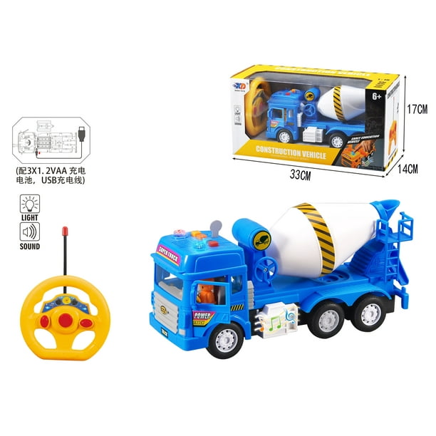 Remote Control Cement Truck Toy, With Lights and Sound for Kids Boys
