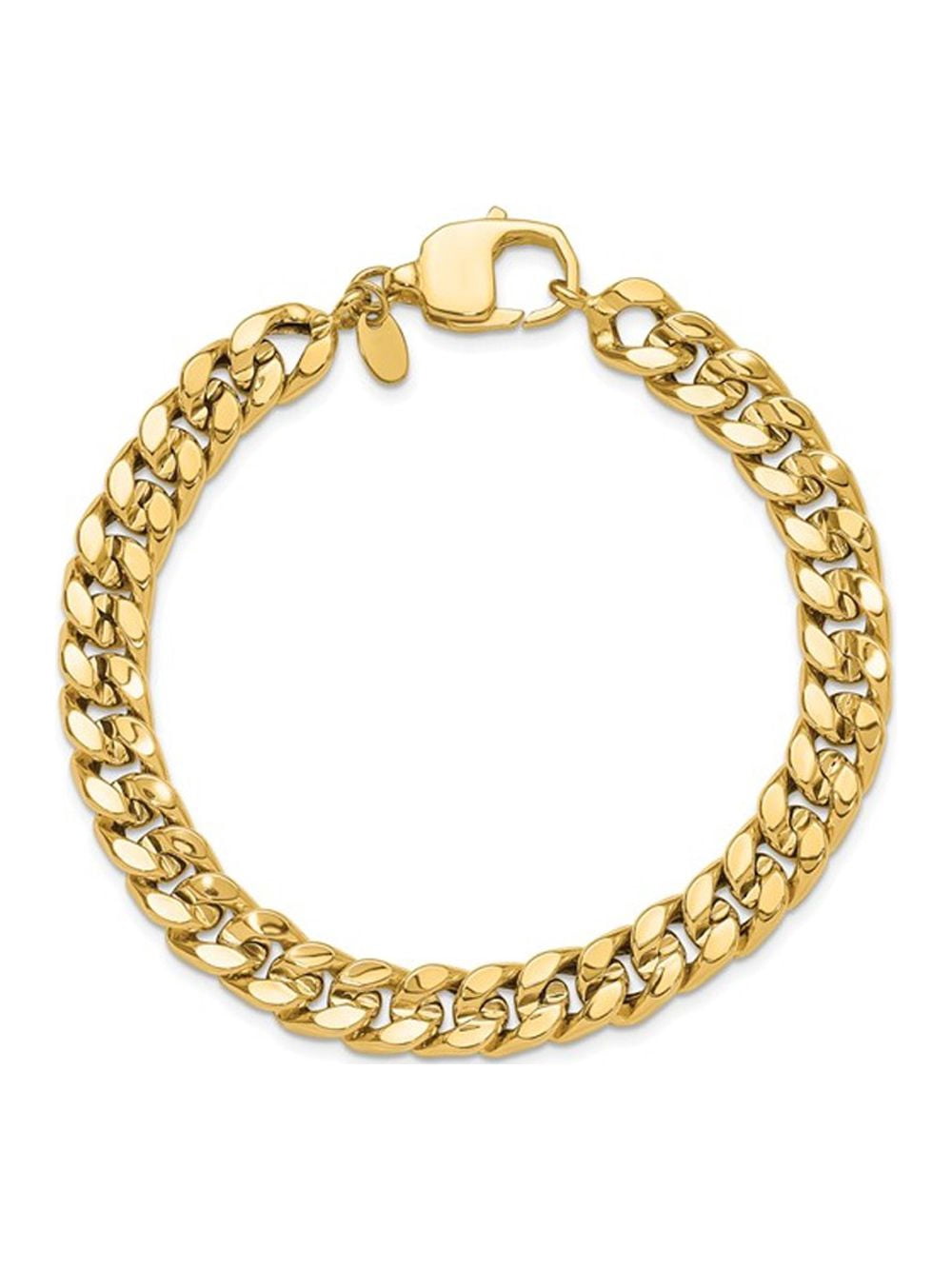 Gem & Harmony Mens 14K Yellow Gold Polished Curb Link Bracelet (8 inches) for Men