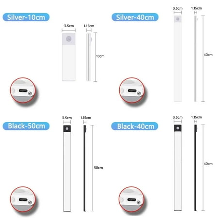 

DUFDIEJ LED Cabinet Light USB Type-C Rechargeable Motion Sensor Led Lamp Kitchen Wardrobe Cabinet Lighting 20cm/30cm/40cm/50cm/60cm
