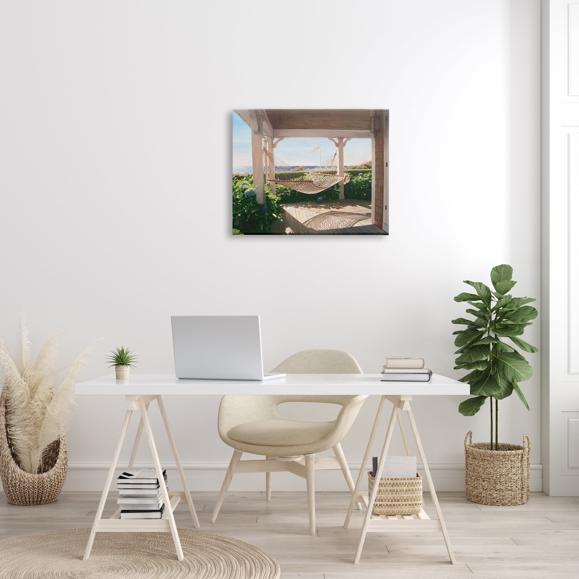 Stupell Industries Tranquil Hammock Warm Sunlit Porch Rural Garden Painting Gallery Wrapped Canvas Print Wall Art, Design by Tom Mielko